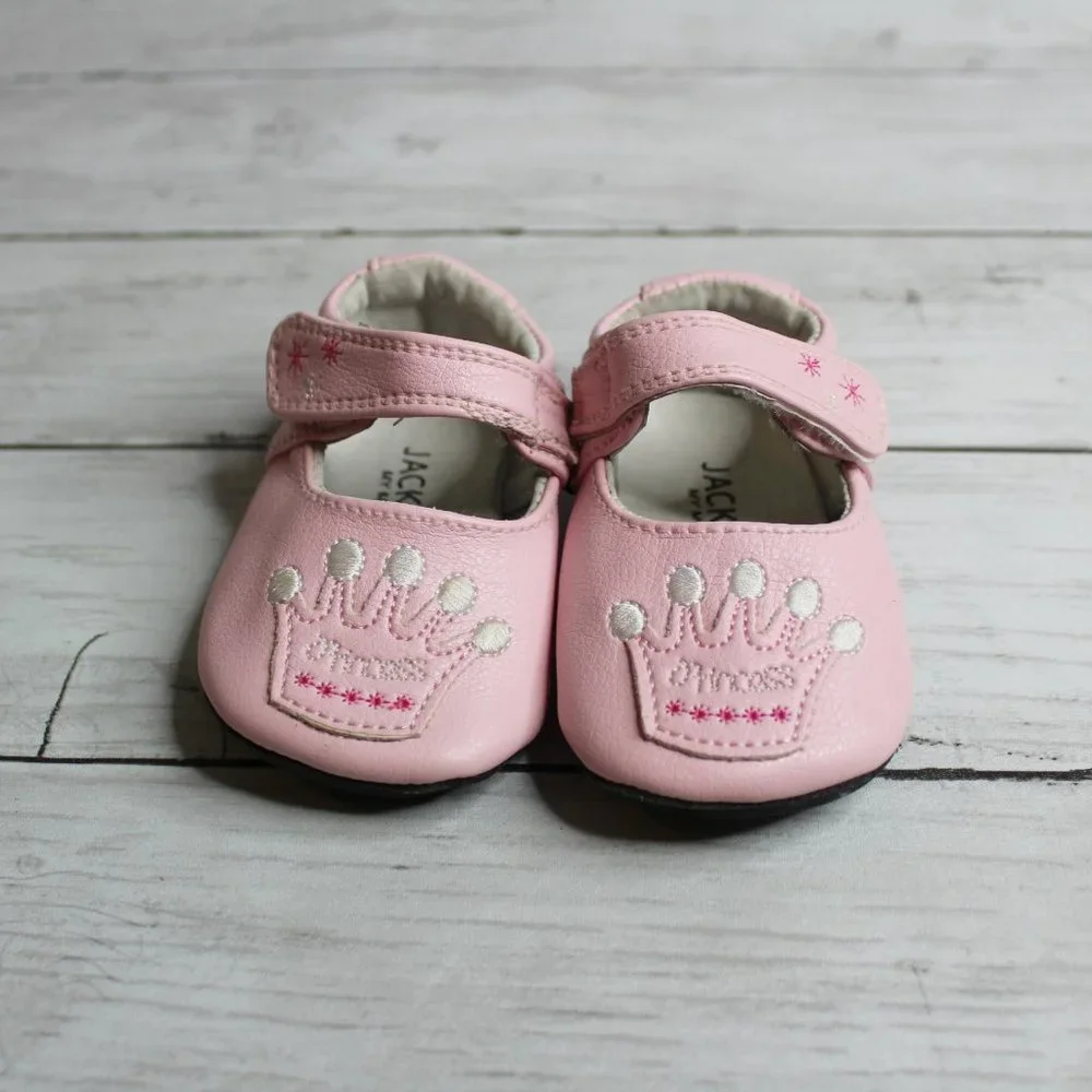 Jack & Lily Baby Girl's Pink Leather Crib Shoes Size 6-12 Months Princess